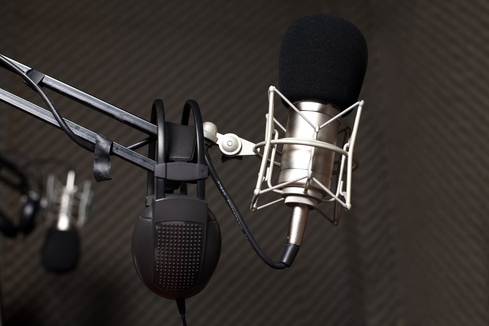 Studio microphone in radio studio